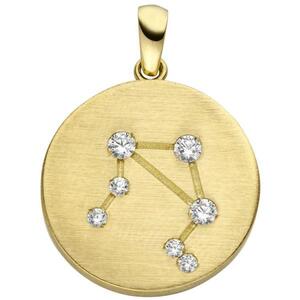 Anhnger Sternzeichen Waage 333 Gold Gelbgold matt 7 Zirkonia Goldanhnger