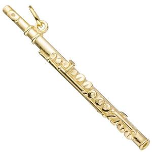 Anh�nger Fl�te Querfl�te 925 Sterling Silber gold vergoldet