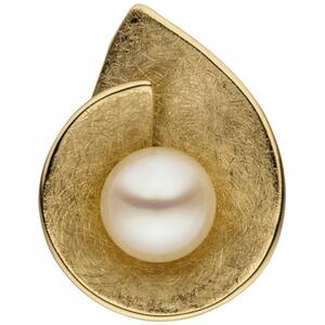 Anh�nger 585 Gold Gelbgold eismatt 1 S��wasser Perle Perlenanh�nger