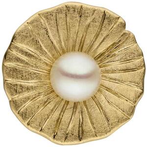 Anh�nger 585 Gold Gelbgold, eismatt 1 S��wasser Perle, Perlenanh�nger