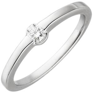 Damen Ring 585 Wei�gold 1 Diamant Brillant 0,15ct. Diamantring (Gr��e: 54)