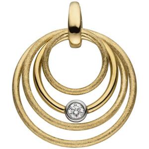 Anh�nger 585 Gelbgold, eismatt 1 Diamant Brillant