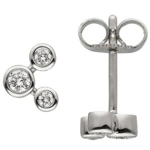 Ohrstecker 585 Gold Wei�gold 6 Diamanten Brillanten Ohrringe Goldohrringe