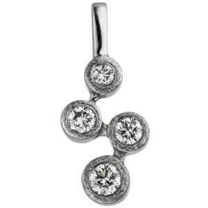 Anh�nger 585 Gold Wei�gold eismatt 4 Diamanten Brillanten Diamantanh�nger
