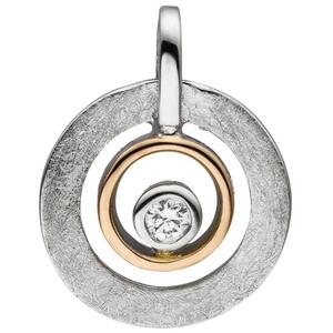Anh�nger 585 Gold Rotgold bicolor eismatt 1 Diamant Brillant