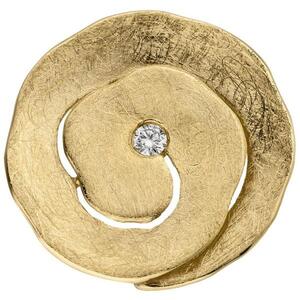 Anh�nger aus 585 Gelbgold eismatt 1 Diamant Brillant rund 21,2 mm