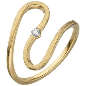 Damen Ring geschl�ngelt 585 Gelbgold eismatt 1 Diamant Brillant 0,05ct. (Gr��e: 50)