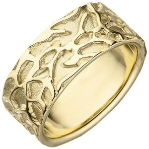 Damen Ring breit 585 Gold Gelbgold teil matt Goldring (Gr��e: 56)