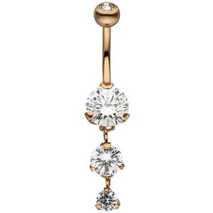 Bauchnabel Piercing Edelstahl ros�gold farben 4 Zirkonia