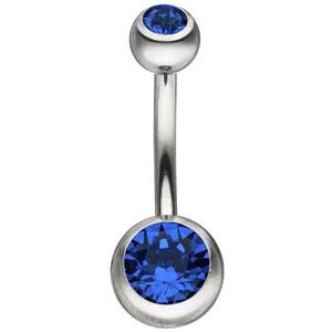 Bauchnabel Piercing aus Edelstahl mit SWAROVSKI ELEMENTS blau