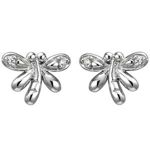Kinder Ohrstecker Libelle 925 Sterling Silber 4 Zirkonia Ohrringe