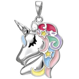 Kinder Anh�nger Einhorn 925 Sterling Silber 1 Zirkonia Silberanh�nger