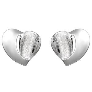 Ohrstecker Herz 925 Sterling Silber eismatt Ohrringe Silberohrringe