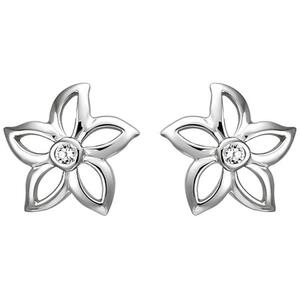 Ohrstecker Blume 925 Sterling Silber 2 Zirkonia Ohrringe Silberohrringe