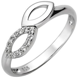 Damen Ring 925 Sterling Silber, 12 Zirkonia (Gr��e: 54)