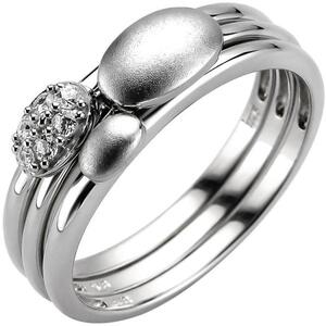 Damen Ring 3-teilig 925 Sterling Silber 6 Zirkonia (Gr��e: 64)