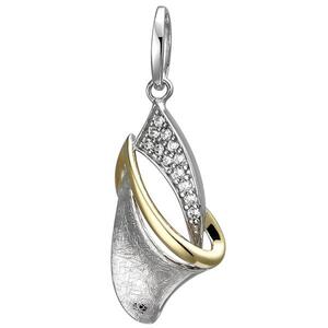 Anh�nger 925 Silber bicolor vergoldet eismatt 12 Zirkonia Silberanh�nger