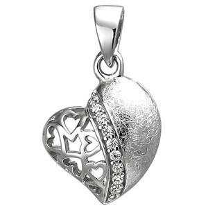Anhnger Herz 925 Sterling Silber eismatt 9 Zirkonia Herzanhnger
