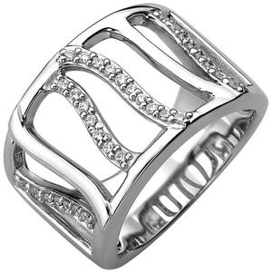 Damen Ring, breit 925 Sterling Silber 32 Zirkonia (Gr��e: 60)