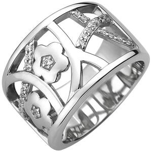 Damen Ring breit 925 Sterling Silber 25 Zirkonia (Gre: 64)