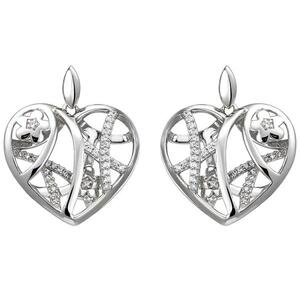 Ohrh�nger Herz/Blumen 925 Sterling Silber 70 Zirkonia Ohrringe