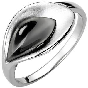 Damen Ring 925 Sterling Silber teilmattiert und schwarz teilrhodiniert (Gre: 64)
