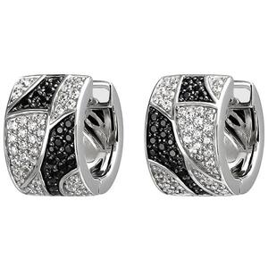 Creolen 925 Sterling Silber 114 Zirkonia schwarz und wei� Ohrringe