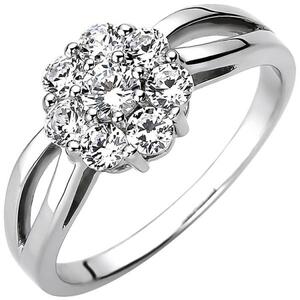 Damen Ring 925 Sterling Silber 8 Zirkonia, 8,7 mm breit (Gr��e: 54)