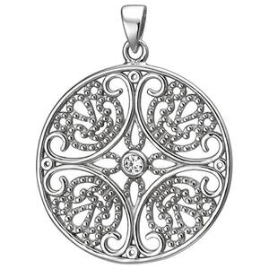 Anh�nger rund 925 Sterling Silber mit 1 Zirkonia Silberanh�nger