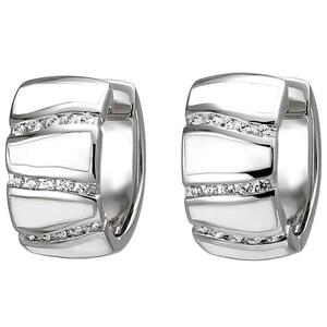 Creolen 925 Sterling Silber 30 Zirkonia und wei�e Emaille-Einlagen