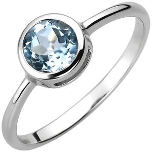 Damen Ring 925 Sterling Silber, 1 Blautopas hellblau blau (Gr��e: 60)