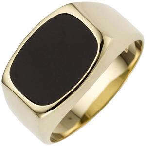 Herren Ring 585 Gold Gelbgold, 1 Onyx, Herrenring (Gr��e: 66)