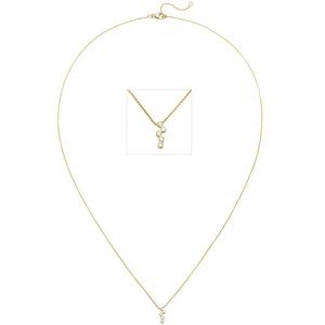 Collier mit Anh�nger 750 Gelbgold 5 Diamanten Brillanten 45 cm