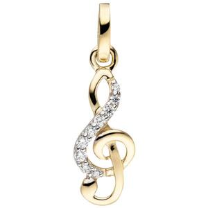 Anh�nger Notenschl�ssel 333 Gold Gelbgold 9 Zirkonia