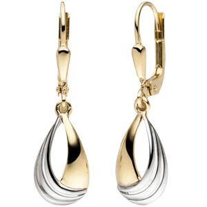 Ohrh�nger Tropfen 333 Gold Gelbgold bicolor Ohrringe