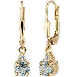 Ohrh�nger 333 Gold Gelbgold 2 Zirkonia 2 Blautopase hellblau blau Ohrringe