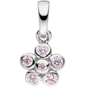 Kinder Anh�nger Blume rosa 925 Sterling Silber 6 Zirkonia