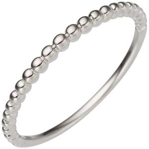 Damen Ring 585 Gold Wei�gold Kugelring (Gr��e: 52)