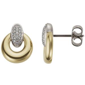Ohrstecker 585 Gold Gelbgold Wei�gold bicolor 32 Diamanten Brillanten
