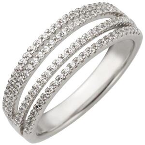 Damen Ring 585 Gold Wei�gold 108 Diamanten 0,43ct. (Gr��e: 58)