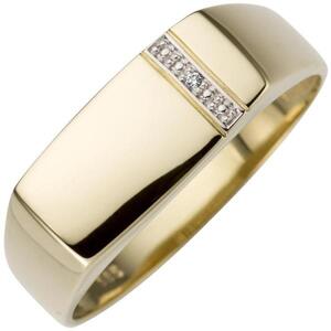 Herren Ring 0,005ct 585 Gold Gelbgold 1 Diamant Brillant Herrenring Größe 50