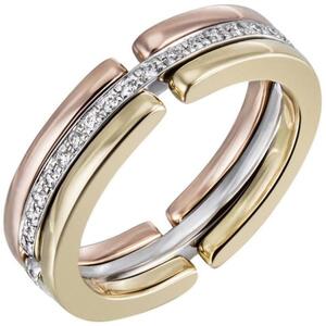 Damen Ring 585 Gold Tricolor mit Diamanten rundum (Gr��e: 56)