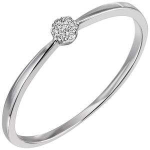 Damen Ring schmal 585 Gold Wei�gold 7 Diamanten (Gr��e: 50)