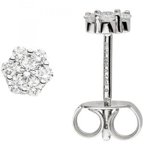 Ohrstecker 585 Gold Wei�gold 14 Diamanten Brillanten Ohrringe