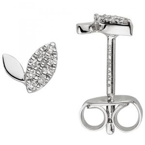 Ohrstecker 585 Gold Wei�gold 16 Diamanten Brillanten Ohrringe