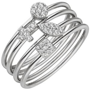 Damen Ring 4-teilig 925 Sterling Silber 30 Zirkonia (Gr��e: 56)