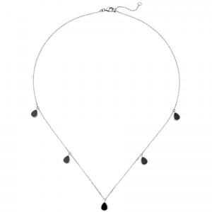 Collier Halskette 925 Sterling Silber 5 Onyxe 45 cm