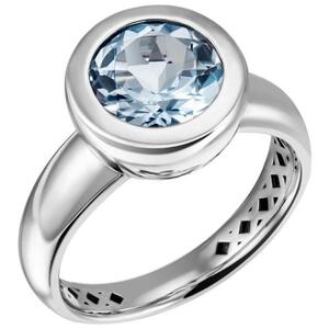 Damen Ring 925 Sterling Silber mit 1 Blautopas, hellblau, blau (Gr��e: 50)