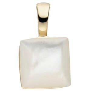 Anh�nger 925 Silber gold vergoldet 1 Perlmutt-Einlage eckig