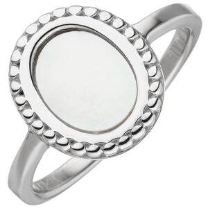 Damen Ring 925 Sterling Silber 1 Perlmutt-Einlage oval (Gr��e: 56)